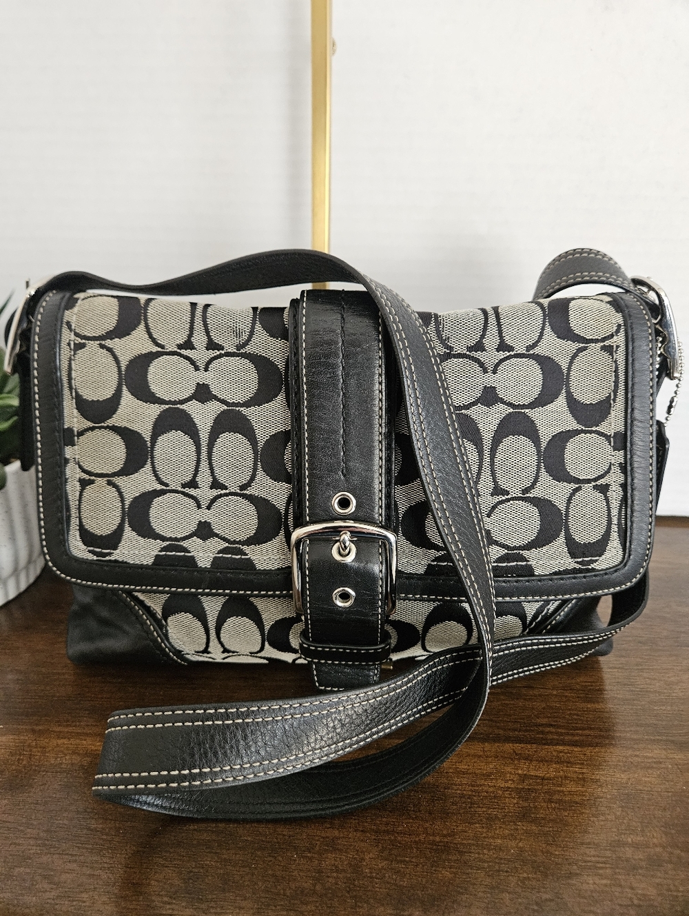 Coach Hamptons Signature Buckle Flap Shoulder Bag – Style F12641 -2008